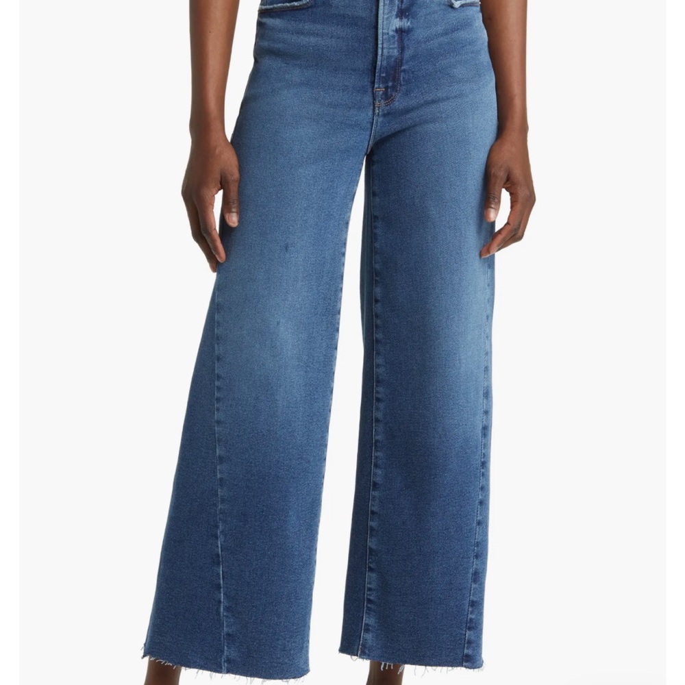 Good American Good Waist High Waist Crop Palazzo Jeans size 30 in Indigo 394